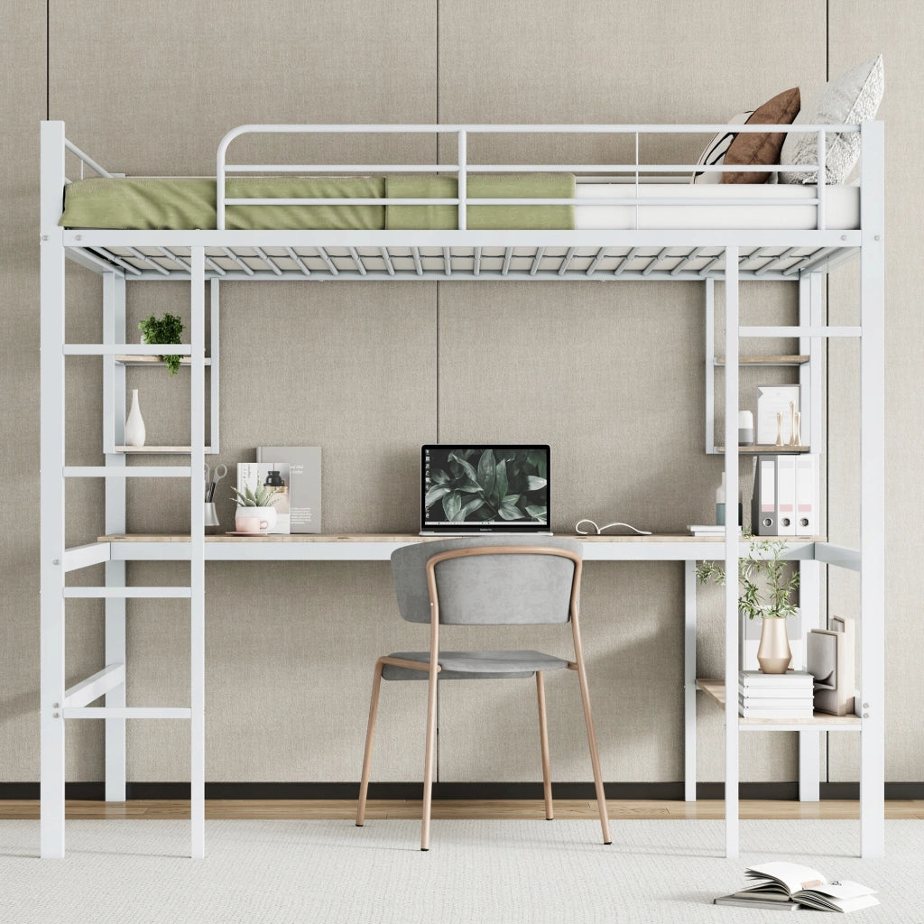 Letto a castello 140x200 con scrivania - Xylo - Bianco