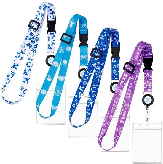 Set di cinture per lanyard flessibili - impermeabili - portacarta ID - set di 4 - cinture multifunzionali in poliestere