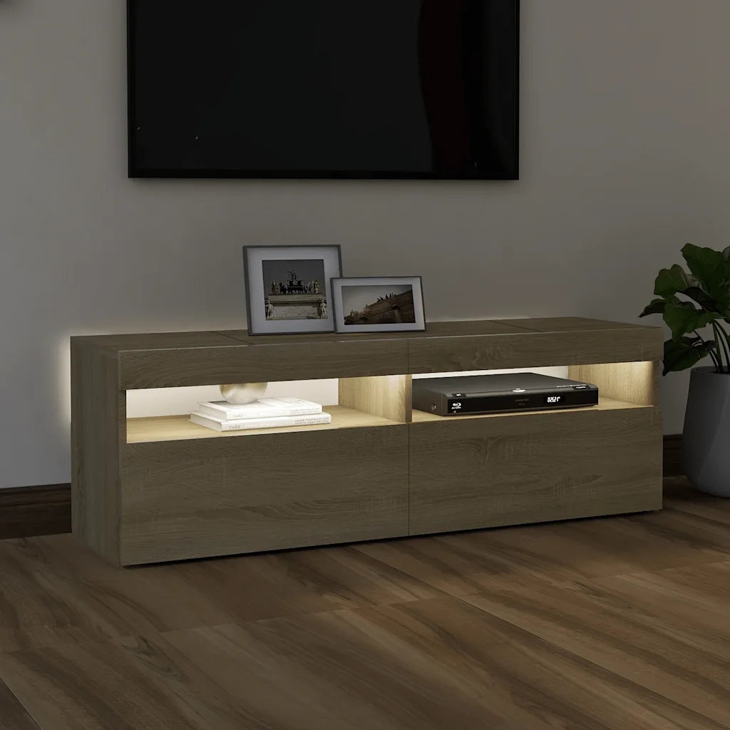 Mobile Porta TV con Luci LED Rovere Sonoma 120x35x40 cm 804376