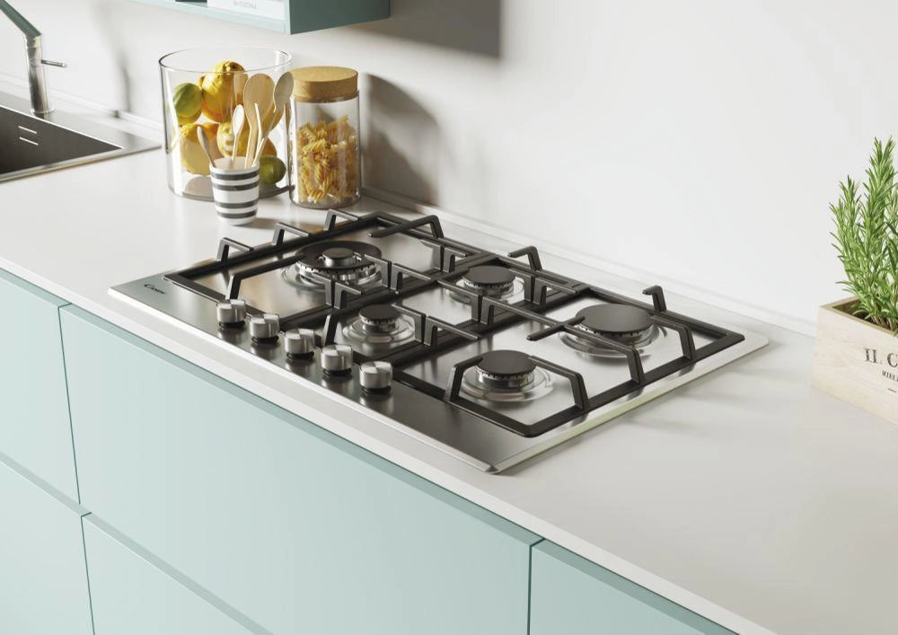 Candy CHG7WLWPX Acciaio inox Da incasso 75 cm Gas 5 Fornello(i)