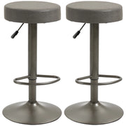 Set 2 Sgabelli da Bar Girevoli con Poggiapiedi e Altezza Regolabile, 35x36x64-85cm, Grigio
