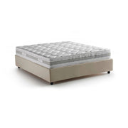 Letto matrimoniale Alaksir, Letto contenitore con rivestimento in tessuto, Made in Italy, Apertura frontale, con materasso cm 140x200 incluso, Beige