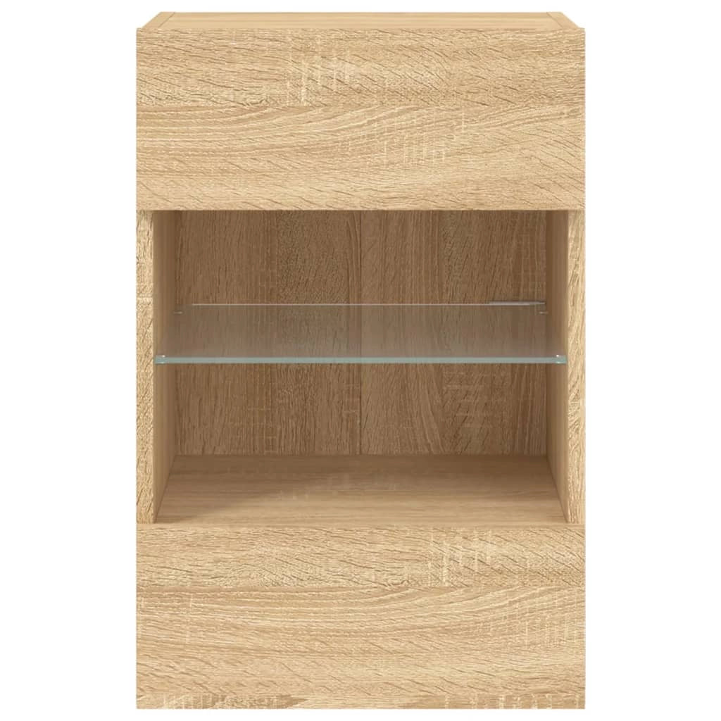 Mobile TV multimediale da parete mensola TV mobile TV sala da pranzo soggiorno camera da letto luci LED 2 pezzi rovere Sonoma 40 x 30 x 60,5 cm marrone 02_0029174