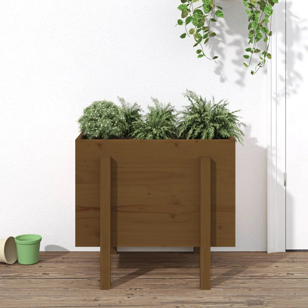 Fioriera | Cassetta per fiori | Vaso da Giardino Ambra 62x50x57 cm Legno Massello di Pino
