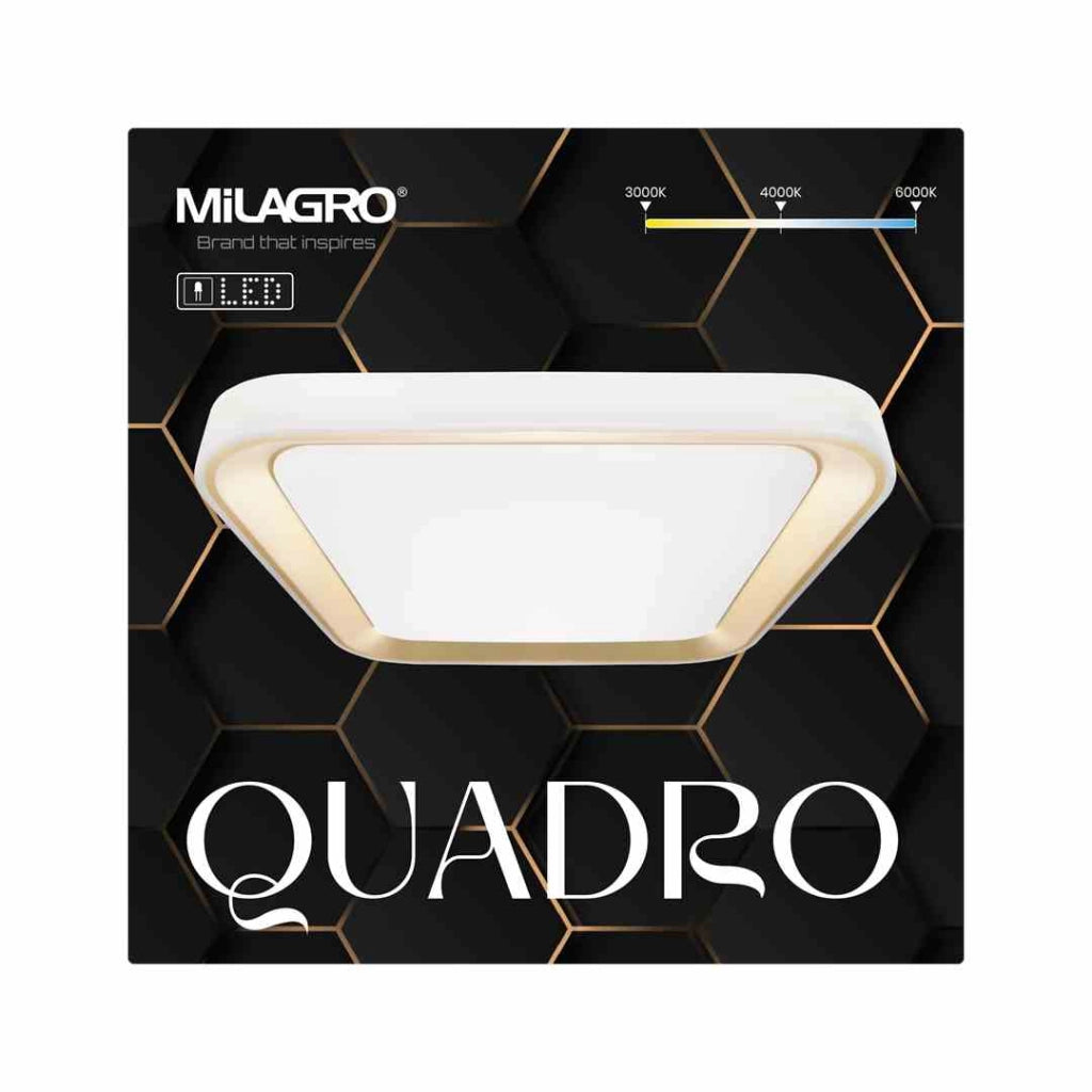 Plafoniera LED Milagro QUADRO 40x40 oro 38W CCT dimmer