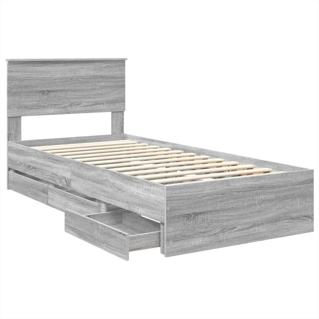 Struttura del letto con cassetto Grigio Sonoma 75 x 190 cm