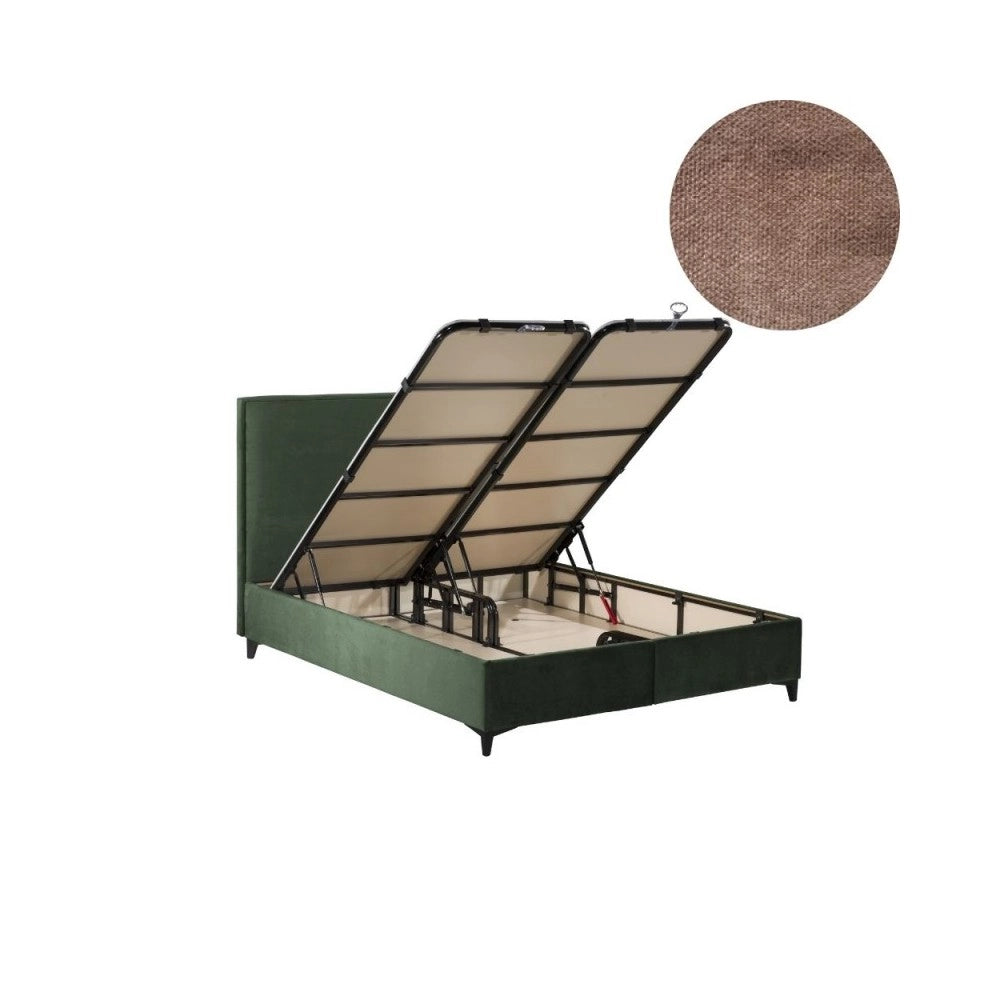 Letto matrimoniale contenitore in velluto tortora Frame – Eleganza e Funzionalità