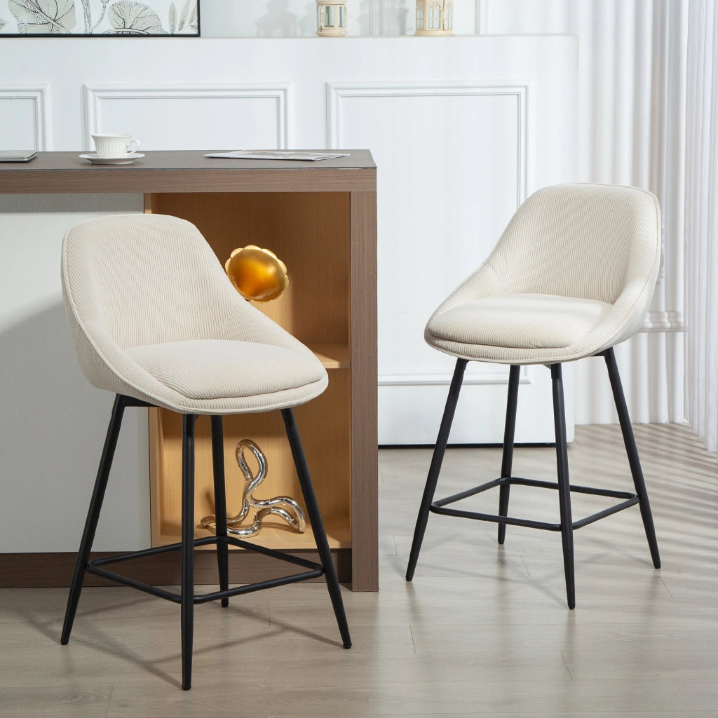 Sgabelli da bar in tessuto velluto ¨C zephmum ¨C crema 49x52x88 cm