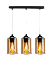 Lampadario Candellux Bistro 3xE27 vetro ambra nero