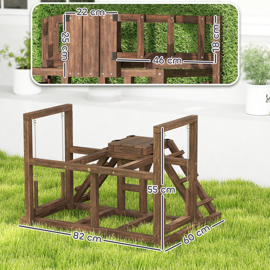 Gioco per bambini in legno con altalena e piattaforme ¨C zephmum ¨C 82x60x55 cm marrone
