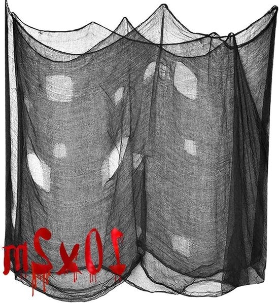 Decorazione da Halloween di 10 metri x 2 metri telo nero per decorazione spettrale di feste di casa