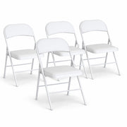 Set 4 Sedie Pieghevoli Metallo Ecopelle Imbottita Ergonomiche Salvaspazio Bianco