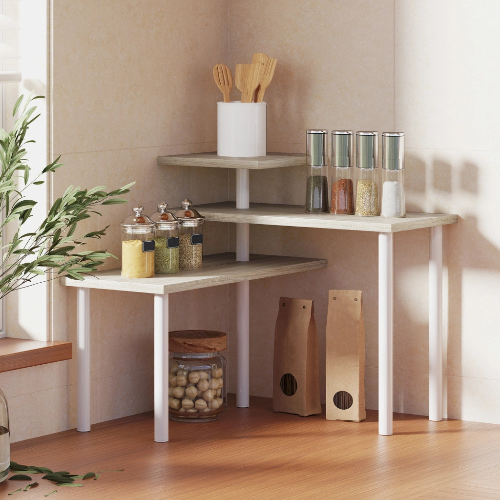 Scaffale a 3 Livelli con Ripiani Girevoli ¨C zephmum ¨C Metallo Naturale 60x30x80 cm