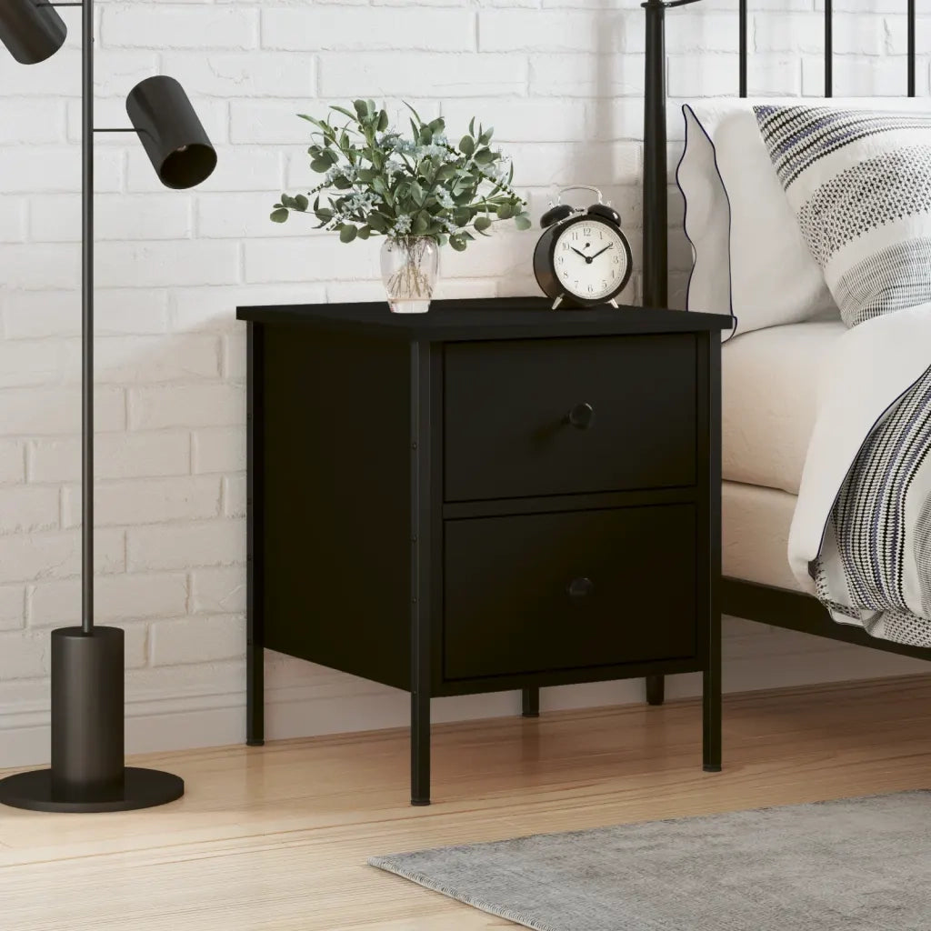 Comodino Nero 40x42x50 cm in Legno Multistratocod mxl 78381