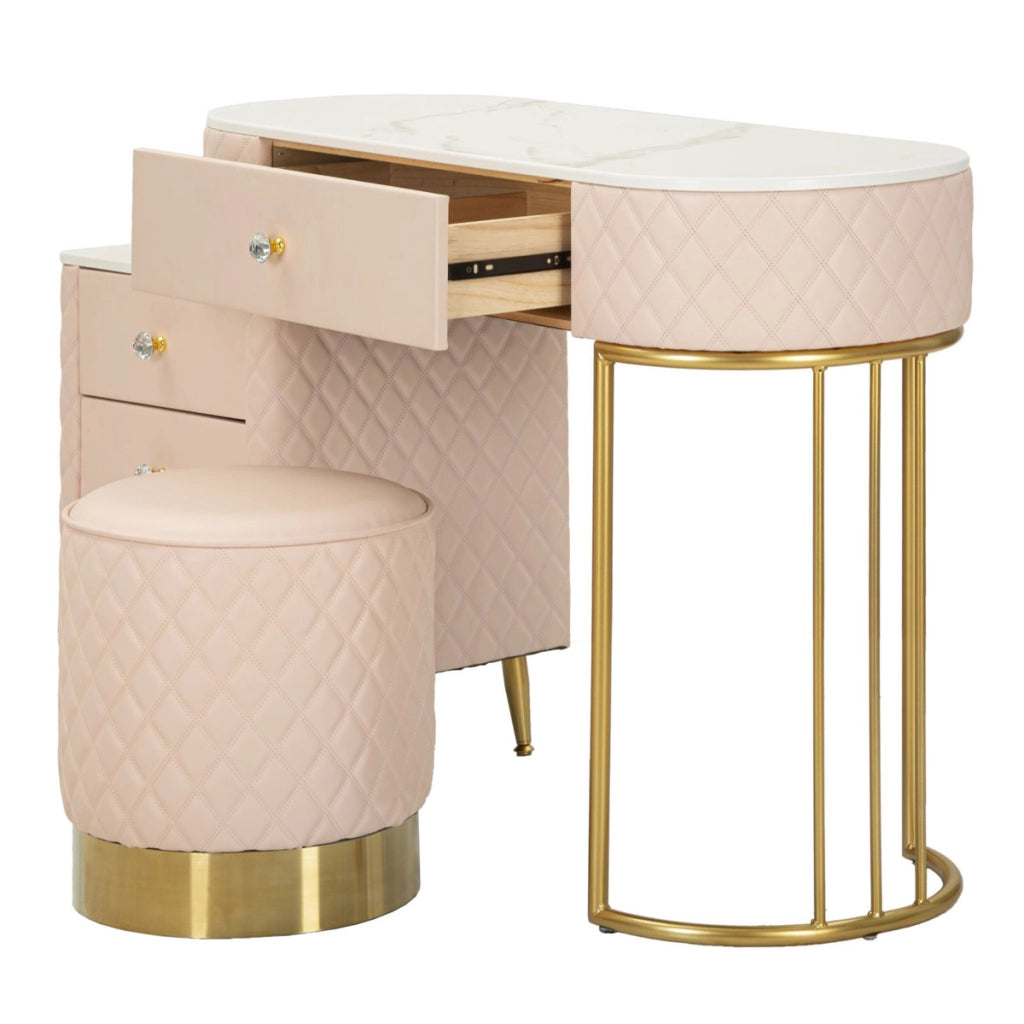 Consolle Trucco VKH22, Rosa, Legno, 120x40x75 cm