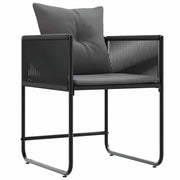 Sedia con cuscino 4 pz | Sedie da Esterno Nero e antracite Rattan in PE