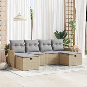 Set Divano da Giardino con cuscino 6 pcs Beige polyrattan 3360351