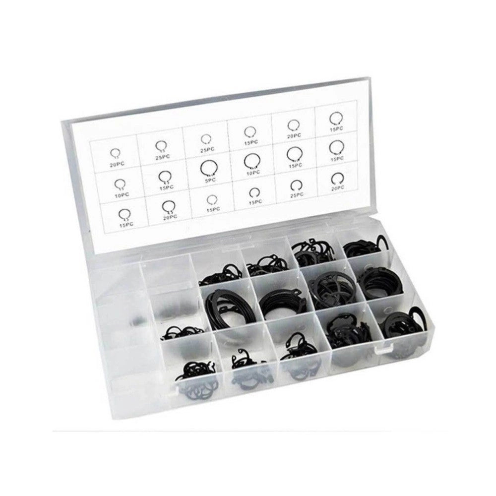 Trade Shop - Kit Anelli Elastici Seeger Set Box Da 300 Pz Diverse Misure Fermi Assiale Becco -