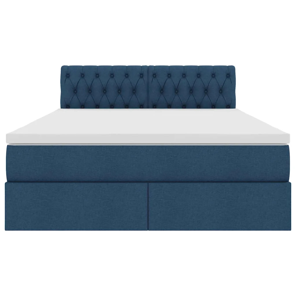 Letto con contenitore LED e materasso Blu 140 x 190 cm Tessuto