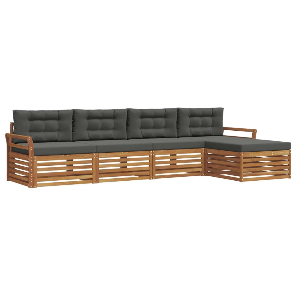 Set di divani da esterno con cuscino 5 pcs Naturale e Antracite