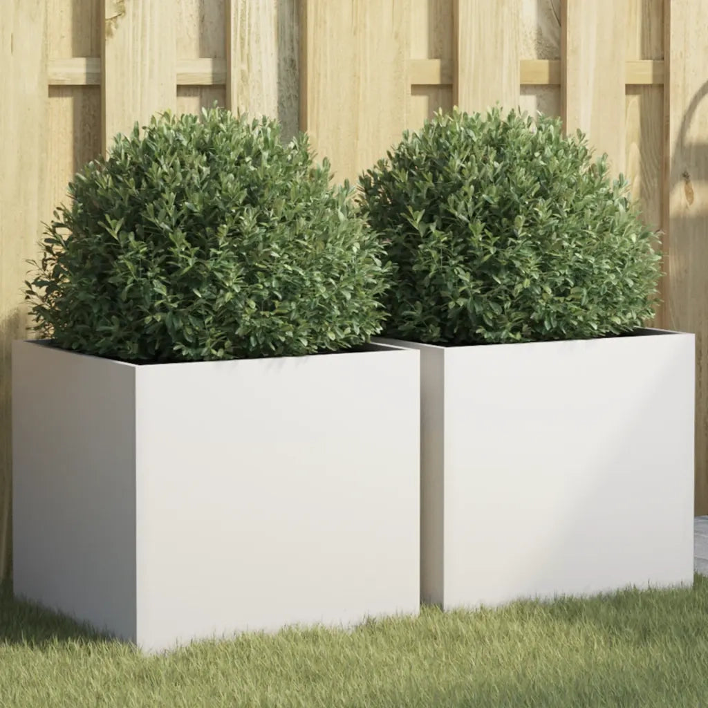Fioriere 2 pz Bianche 42x40x39 cm in Acciaio 841550
