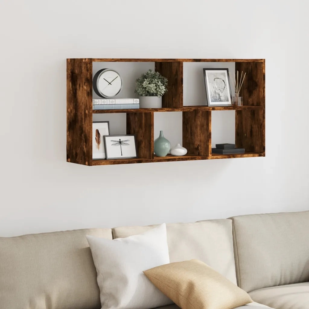 Scaffale a Muro Rovere Fumo 100x25x50 cm in Legno Multistrato 853276