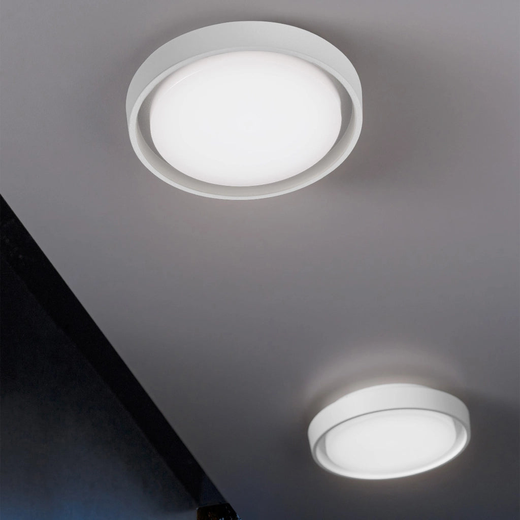 Alu Lampada da Parete e Soffitto in Alluminio Bianco Opaco, LED 30W 3460 Lumen, IP54 per Interni ed Esterni, Design Moderno Circolare 34x5 cm