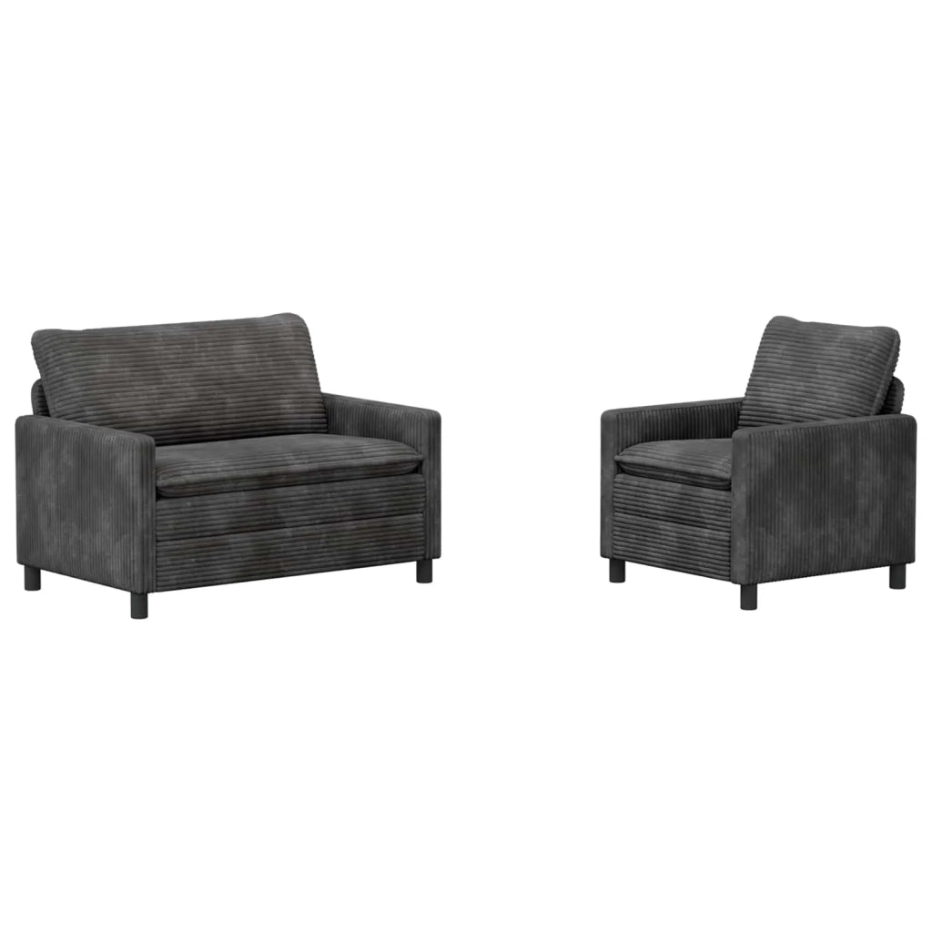 Set di divani 2 pcs Grigio Scuro Poliestere