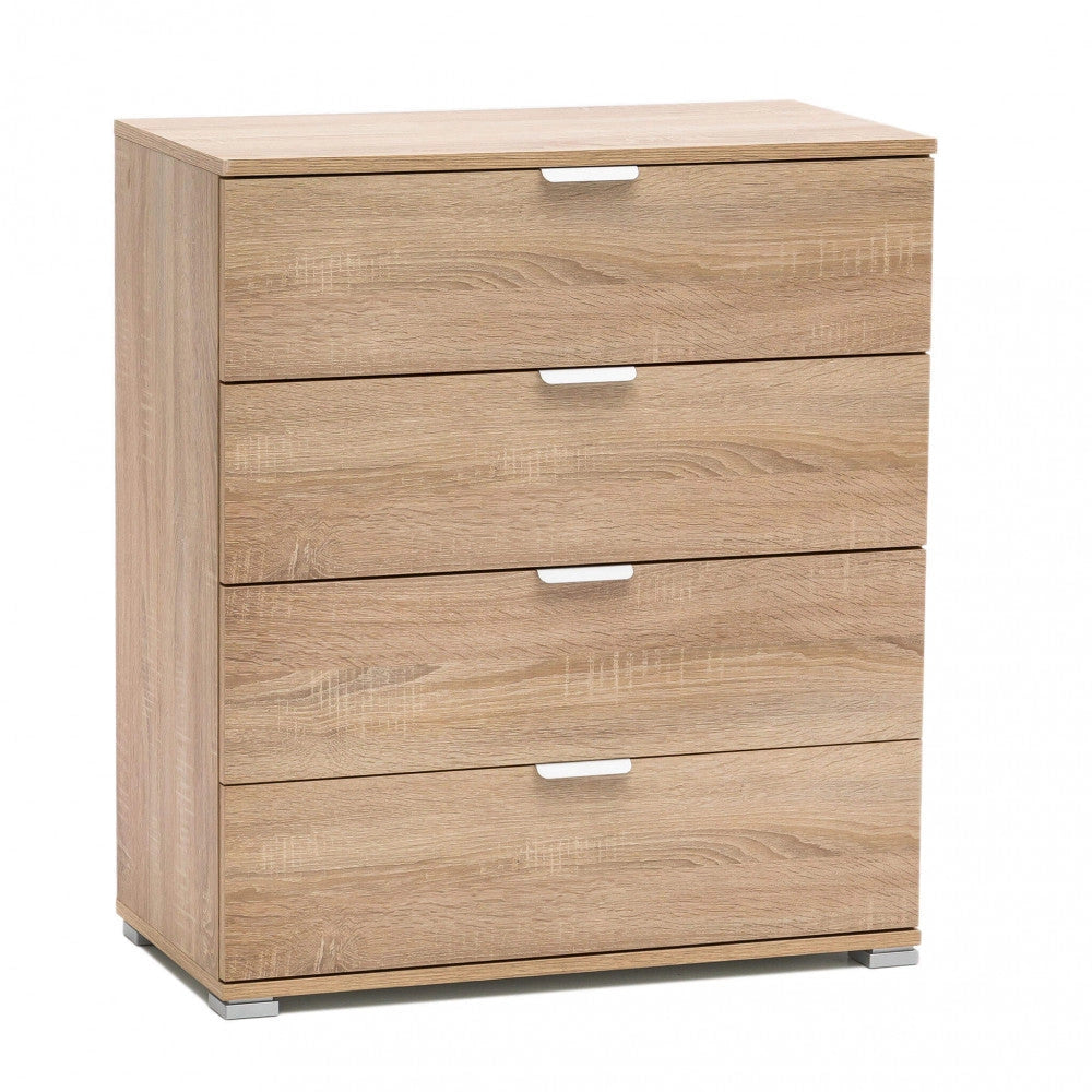 Mobiletto 4 Cassetti Naturale 75x38x85 h cm in Truciolare bilaminato Marrone chiaro