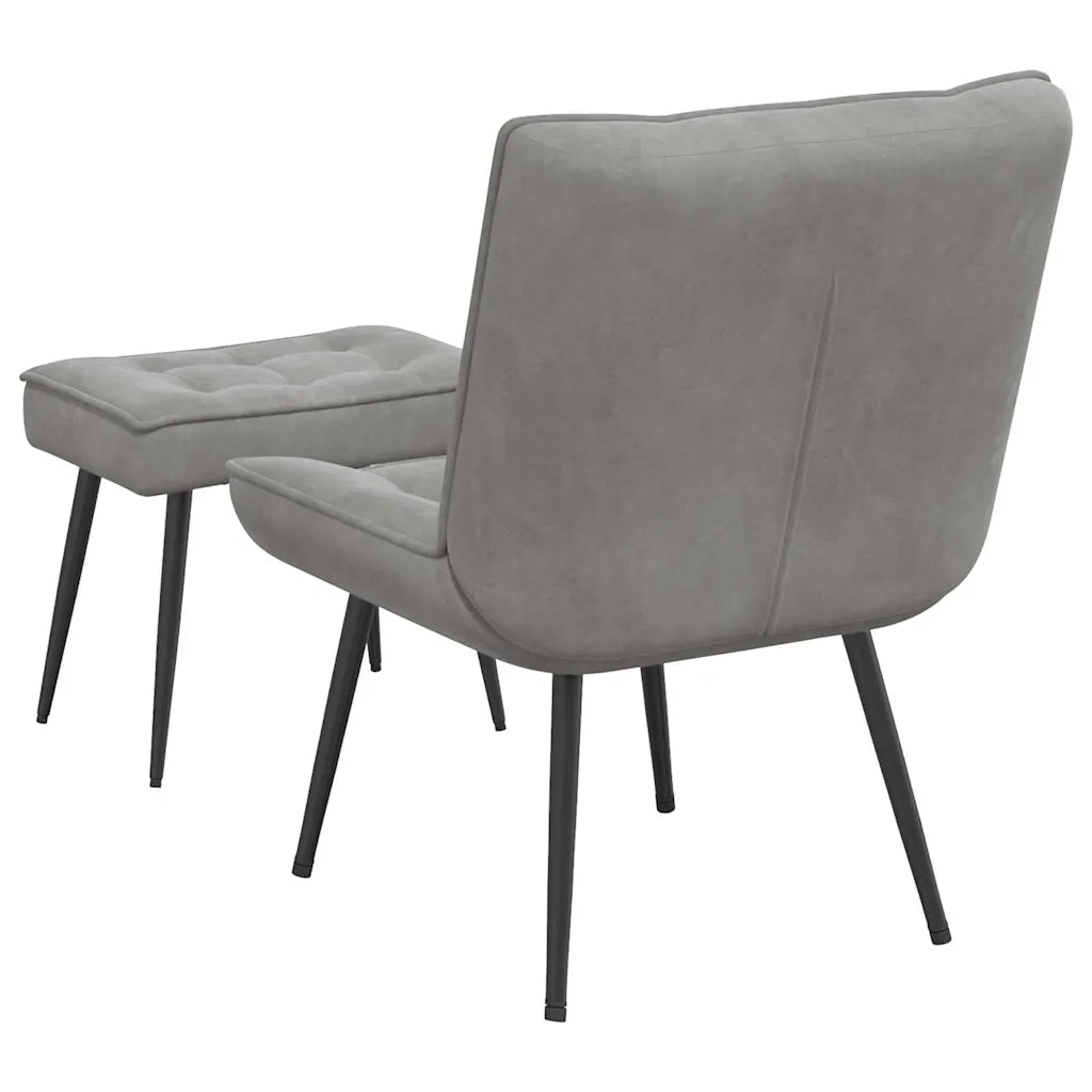 Divano Sedia-Poltrona Relax con Poggiapiedi Grigio Chiaro in Velluto 314942