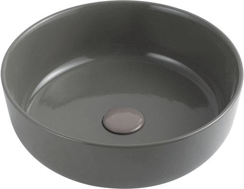 Lavabo bacinella d'appoggio tondo D33 cm in ceramica Grigio Cemento