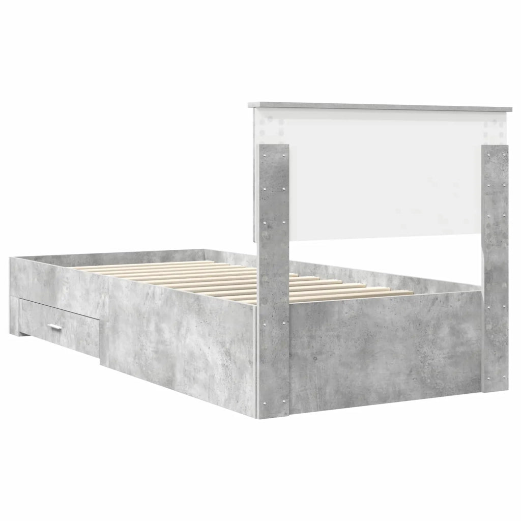 Struttura del letto con testiera Grigio cemento 90 x 200 cm 3410943