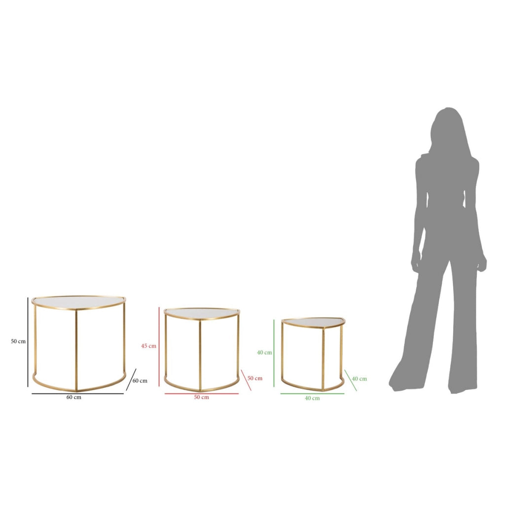 Set di Tavolini VKH553, Oro, Metallo, 60x60x50 cm