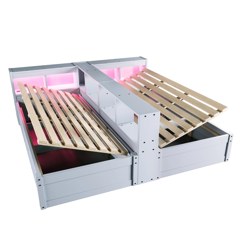 Letto Estraibile 90/180 x 200 cm; 2 Posti; con LED; prese e contenitore