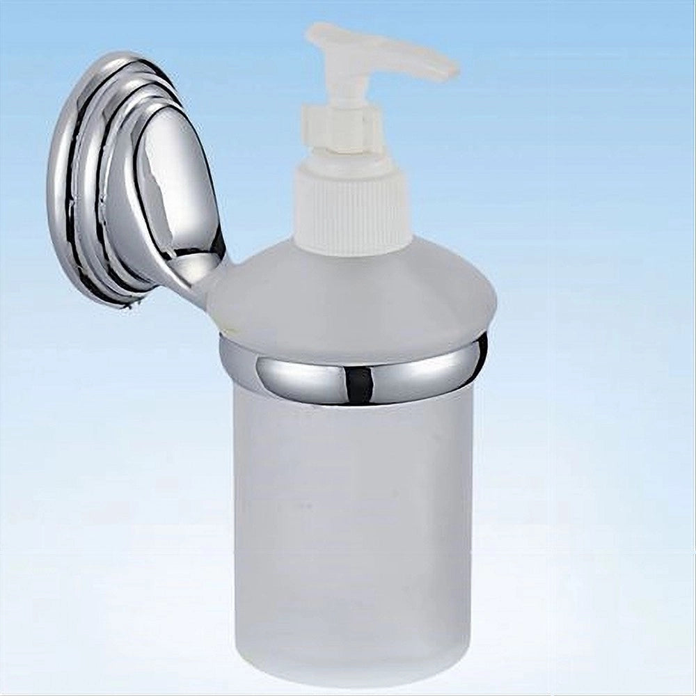 Trade Shop - Dispenser Porta Sapone Liquido Vetro Satinato Fissaggio Parete Bagno Circle 52028 -