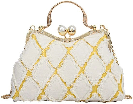 Borsa da sera per donna con strass, borsa da sposa con catena e diamante, piccola borsa con luci, tasca da spalla elegante, borsa a tracolla con catena, borsa da sera bianca