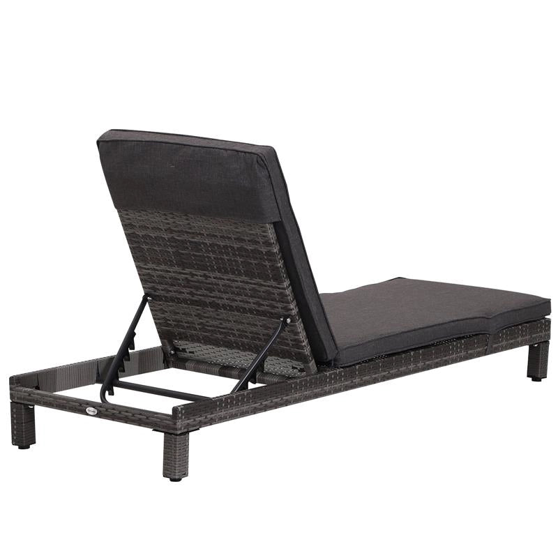 SET 2 SDRAIO DA GIARDINO IN PE RATTAN CON CUSCINO IMBOTTITO GRIGIO 196X65X22 CM