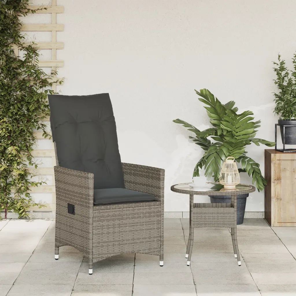 Sedia Reclinabile da Giardino | Sedie da Esterno con Cuscini Grigia in Polyrattan