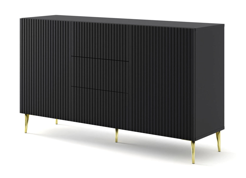 MOBILE RAVENNA B MOBILE IN MDF RIVESTITO IN FOGLIO 2D3S 150 GAMBE ORO NERO OPACO