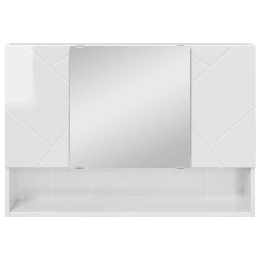 Mobiletto per specchio con porta Bianco Lucido 80 x 17 x 55 cm 883358
