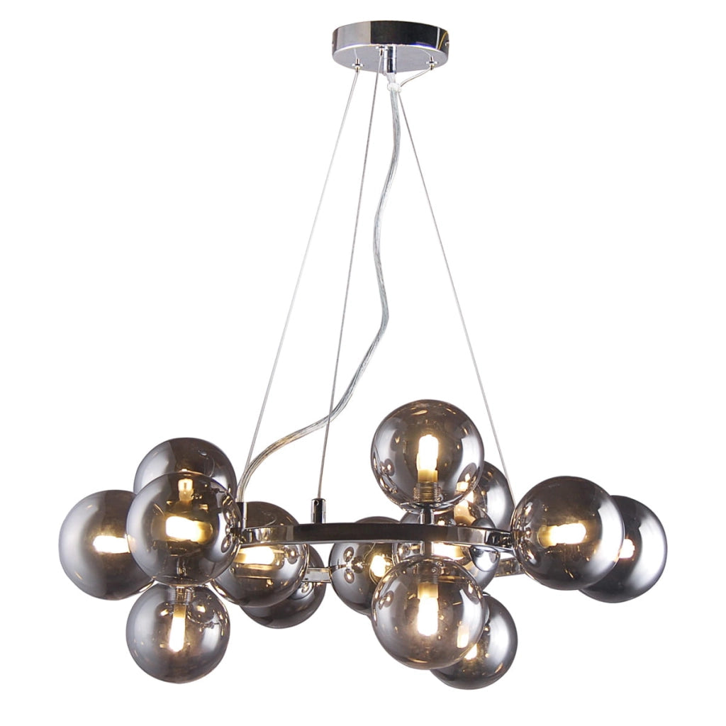 Lampadario Italux Marbelio cromato 15 luci G9 fumé