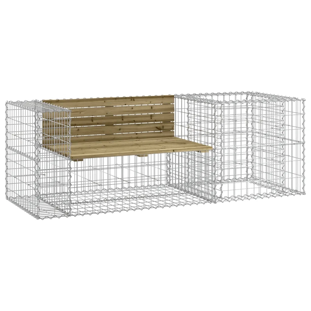 Panca da Giardino con Cesto Gabbione Legno Impregnato di Pino 3196244