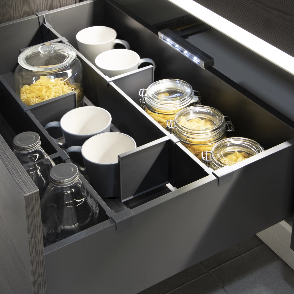 Emuca Set di divisori per interni dei casseti Vertex-Concept, 900, Grigio antracite, Alluminio e Tecnoplastica, 1 u.