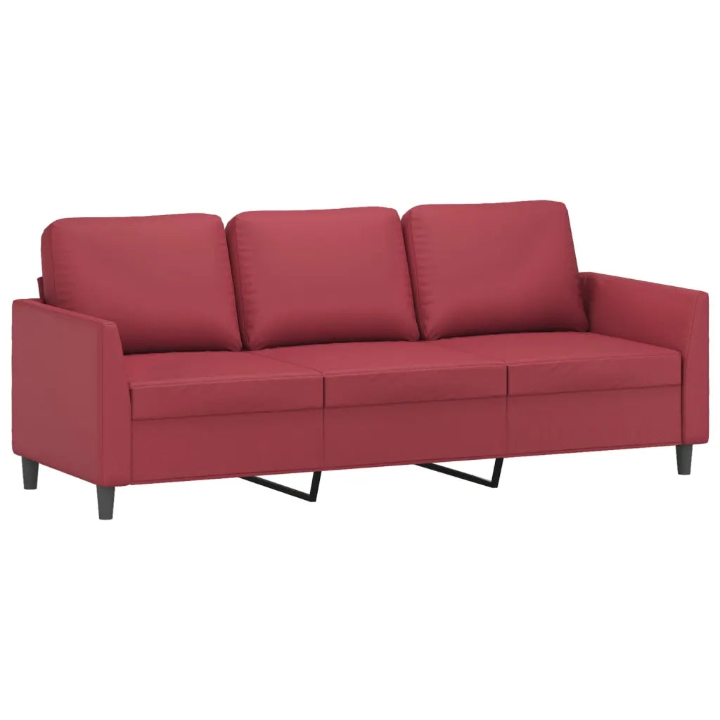 Set di Divani 3 pz con Cuscini Rosso Vino in Similpelle 3201768