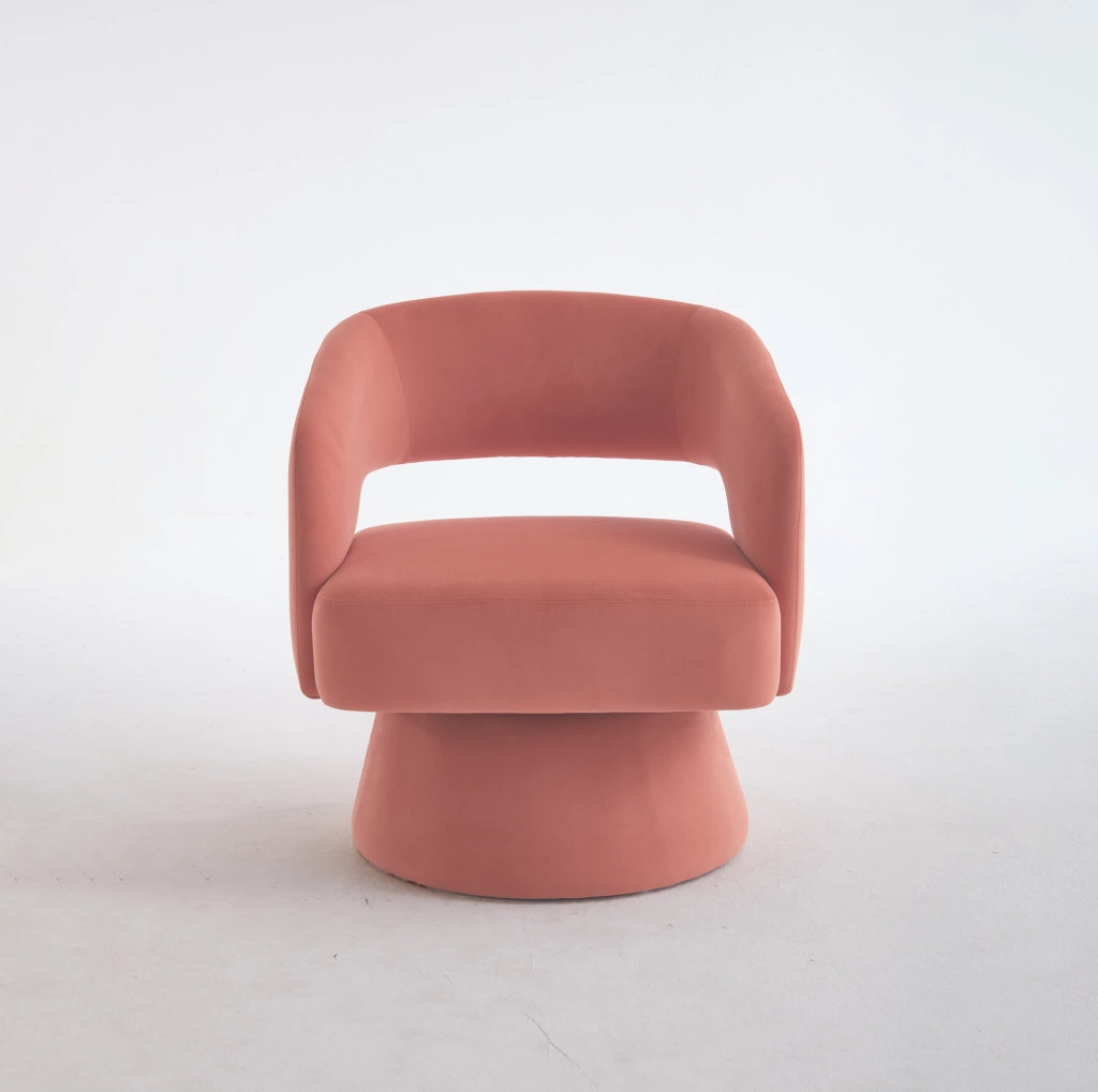 Poltrona girevole in ciniglia rosa