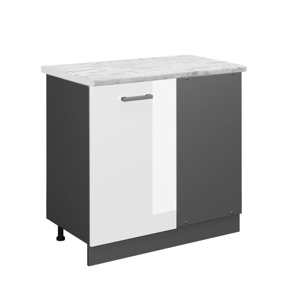 Vicco Mobile ad angolo cucina Bianco lucido 86 cm PL Marmo