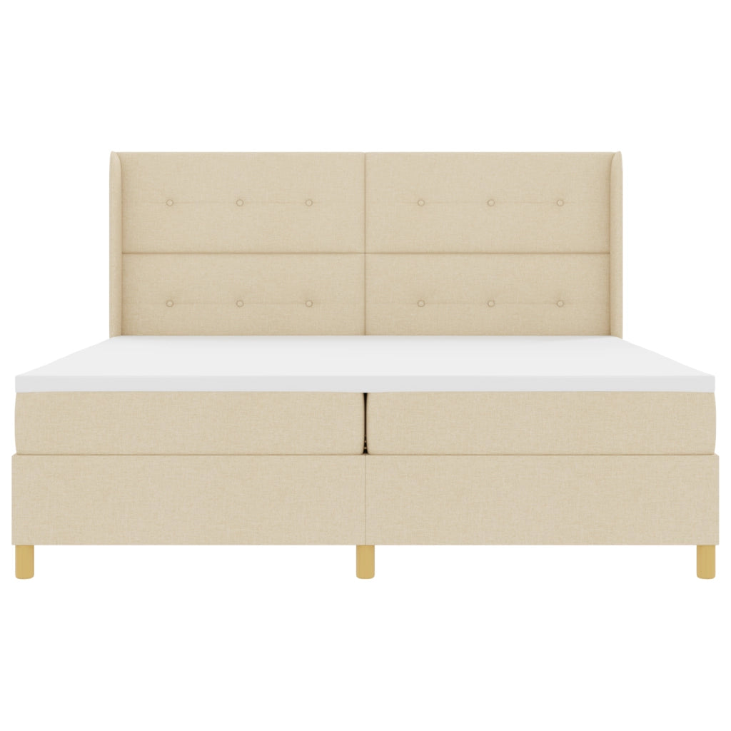 Letto a Box Spring con Materasso Panna 200x200 cm Tessuto