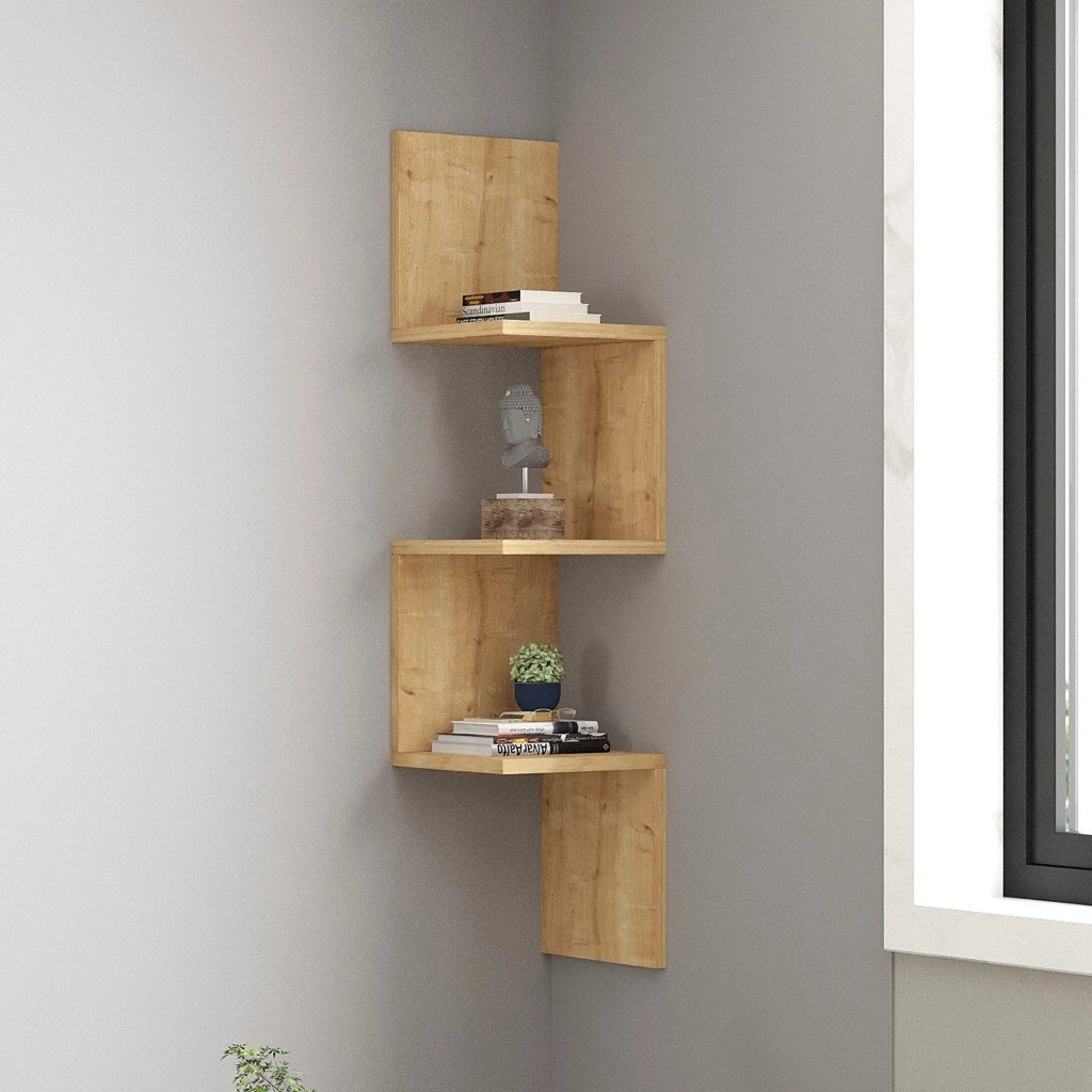 Budoni, Mensola 3 Ripiani, 105x25x25h cm Marrone Rovere
