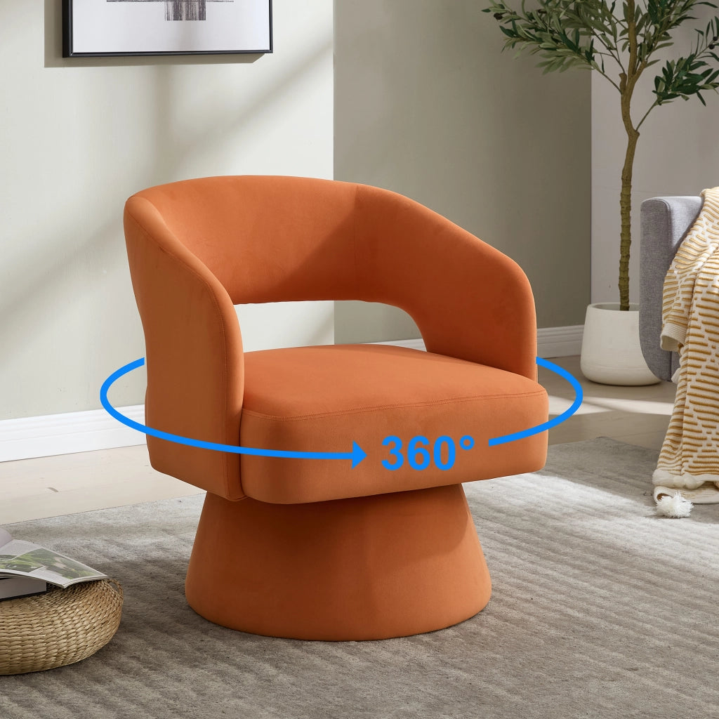 POLTRONA Girevole in Chenille Arancione