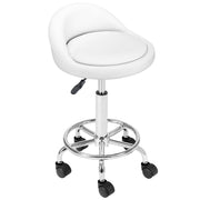 Sgabello Seduta imobottita e Schienale Basso con Ruote Base Acciaio 360 Bianco